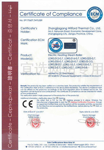 China Zhangjiagang Wilford Thermal Co.,Ltd. Certificaten